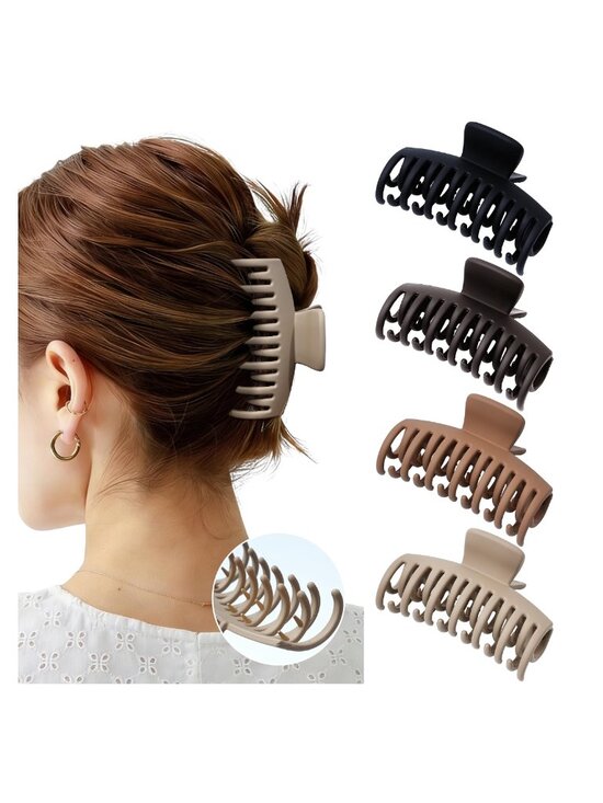 Accessories - Double Row Teeth Claw Clips for Thin Fine Hair Non-Slip 4 Pack 3.5"